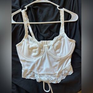 Colsie Eyelet Top Womens Small Unpadded Adjustable Straps White Tie Back